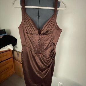 Fashion Nova Chocolate Brown Midi Dress